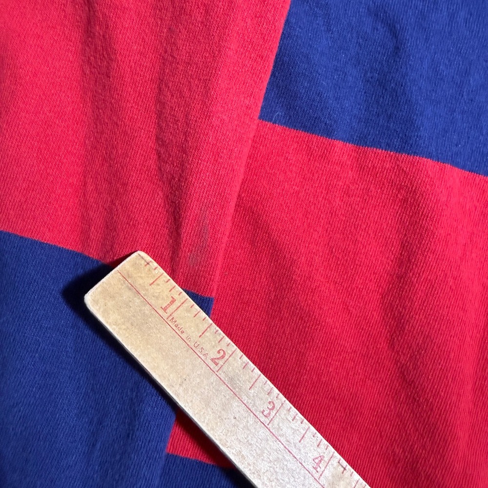 Vintage Polo Ralph Lauren Mens XL Rugby Shirt Red Navy Blue Striped Long Sleeve - Picture 9 of 9